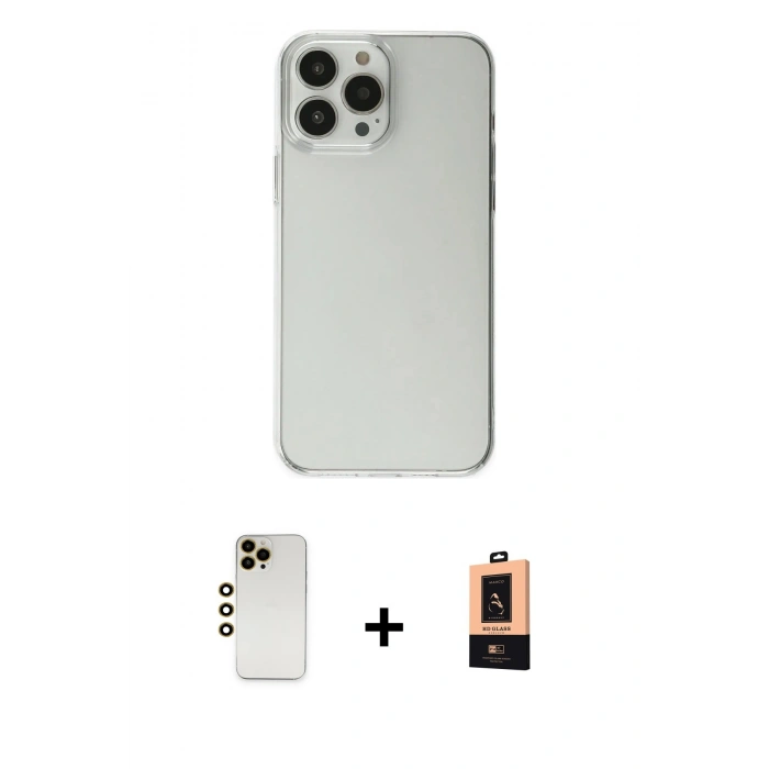 MARSİLYAN™- iPhone 13 Pro Max Kılıf Kutup Doku Koleksiyonu - Şeffaf Maxco Cam Ekran Koruyucu + Shine Kamera Lens - GD