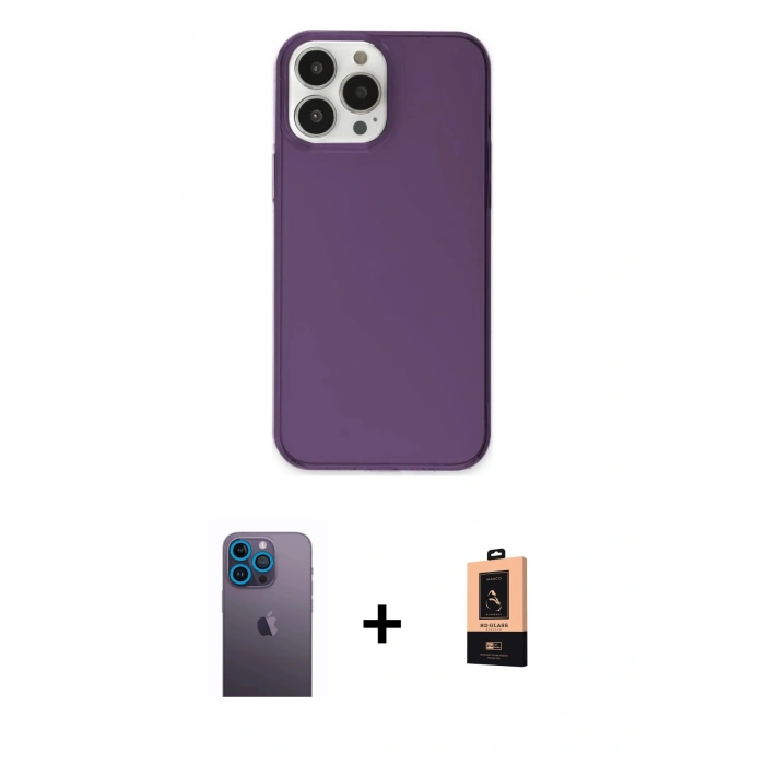 MARSİLYAN™- iPhone 13 Pro Max Kılıf Kutup Doku Koleksiyonu - Şeffaf Maxco Cam Ekran Koruyucu + Neon Fosforlu Kamera Lens - MI