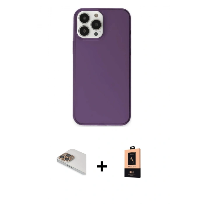 MARSİLYAN™- iPhone 13 Pro Max Kılıf Kutup Doku Koleksiyonu - Şeffaf Maxco Cam Ekran Koruyucu + Pers Alüminyum Kamera Lens - GD