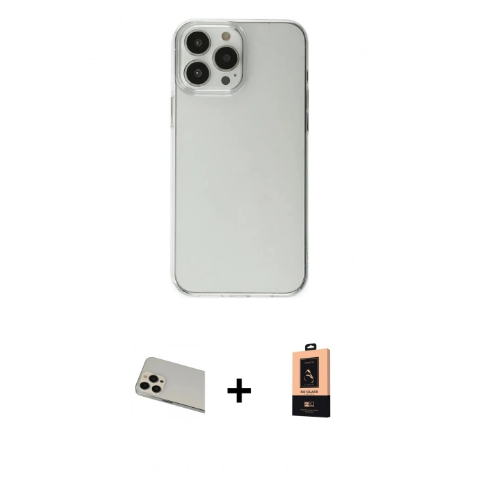 MARSİLYAN™- iPhone 13 Pro Max Kılıf Kutup Doku Koleksiyonu - Şeffaf Maxco Cam Ekran Koruyucu + Rainbow Kamera Lens Koruma Cam - REGD