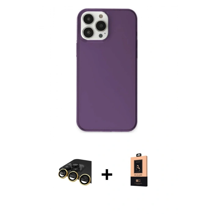 MARSİLYAN™- iPhone 13 Pro Max Kılıf Kutup Doku Koleksiyonu - Şeffaf Maxco Cam Ekran Koruyucu + Raze Metal Kamera Lens - GD