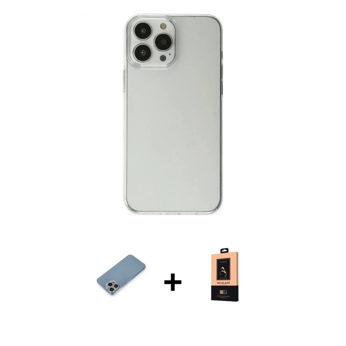 MARSİLYAN™- iPhone 13 Pro Max Kılıf Kutup Doku Koleksiyonu - Şeffaf Maxco Cam Ekran Koruyucu + Shine Kamera Lens Koruma Cam - GI
