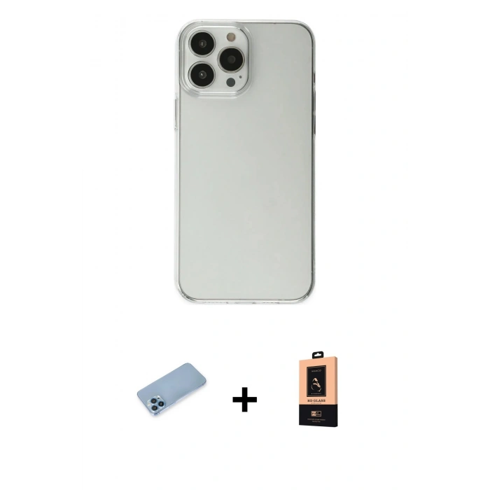 MARSİLYAN™- iPhone 13 Pro Max Kılıf Kutup Doku Koleksiyonu - Şeffaf Maxco Cam Ekran Koruyucu + Shine Kamera Lens Koruma Cam - MI