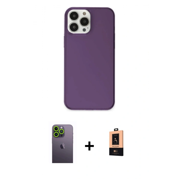 MARSİLYAN™- iPhone 13 Pro Max Kılıf Kutup Doku Koleksiyonu - Şeffaf Maxco Cam Ekran Koruyucu + Neon Fosforlu Kamera Lens - YL