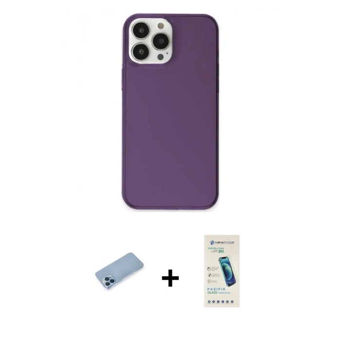MARSİLYAN™- iPhone 13 Pro Max Kılıf Kutup Doku Koleksiyonu - Şeffaf Pasifik Cam Ekran Koruyucu + Shine Kamera Lens Koruma Cam - MI