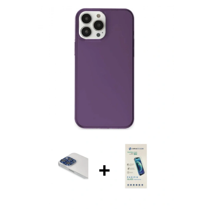 MARSİLYAN™- iPhone 13 Pro Max Kılıf Kutup Doku Koleksiyonu - Şeffaf Pasifik Cam Ekran Koruyucu + Pers Alüminyum Kamera Lens - LT