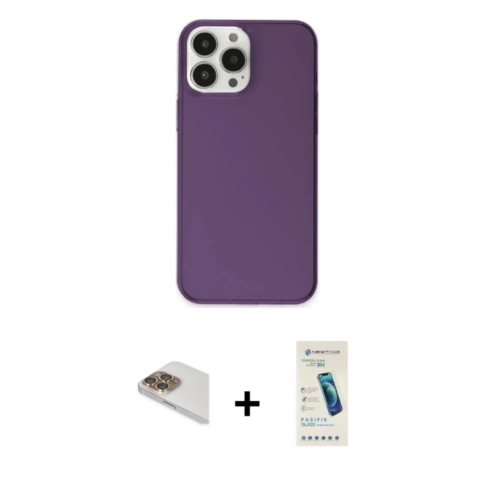 MARSİLYAN™- iPhone 13 Pro Max Kılıf Kutup Doku Koleksiyonu - Şeffaf Pasifik Cam Ekran Koruyucu + Pers Alüminyum Kamera Lens - GD