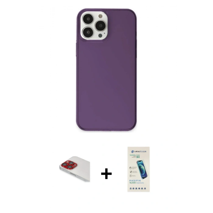MARSİLYAN™- iPhone 13 Pro Max Kılıf Kutup Doku Koleksiyonu - Şeffaf Pasifik Cam Ekran Koruyucu + Pers Alüminyum Kamera Lens - KI