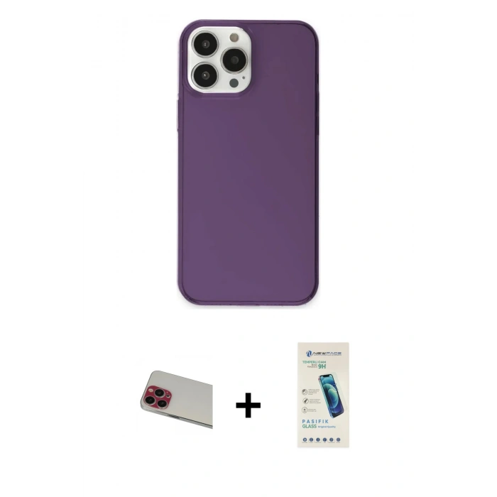MARSİLYAN™- iPhone 13 Pro Max Kılıf Kutup Doku Koleksiyonu - Şeffaf Pasifik Cam Ekran Koruyucu + Rainbow Kamera Lens Koruma Cam - KI