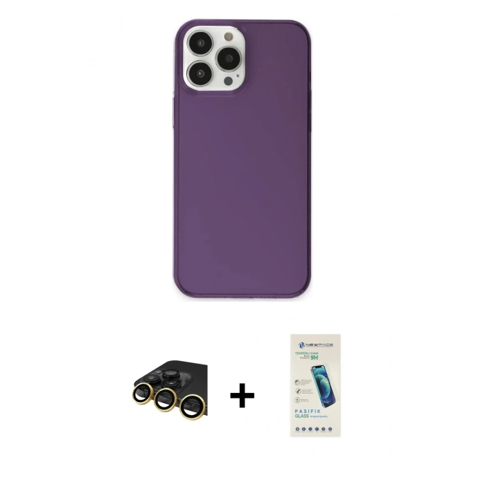 MARSİLYAN™- iPhone 13 Pro Max Kılıf Kutup Doku Koleksiyonu - Şeffaf Pasifik Cam Ekran Koruyucu + Raze Metal Kamera Lens - GD