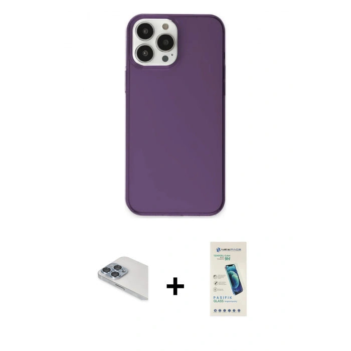 MARSİLYAN™- iPhone 13 Pro Max Kılıf Kutup Doku Koleksiyonu - Şeffaf Pasifik Cam Ekran Koruyucu + Pers Alüminyum Kamera Lens - SABE