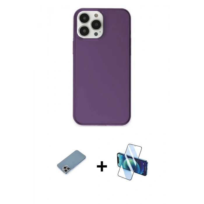 MARSİLYAN™- iPhone 13 Pro Max Kılıf Kutup Doku Koleksiyonu - Siyah 3D Antistatik Cam Ekran Koruyucu + Shine Kamera Lens Koruma Cam - GI