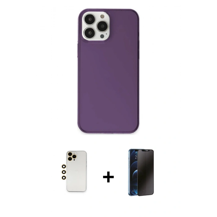 MARSİLYAN™- iPhone 13 Pro Max Kılıf Kutup Doku Koleksiyonu - Siyah 3D Antistatik Hayalet Cam Ekran Koruyucu + Shine Kamera Lens - GD