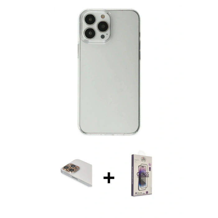MARSİLYAN™- iPhone 13 Pro Max Kılıf Kutup Doku Koleksiyonu - Siyah Bilvis 3D Cam Ekran Koruyucu + Pers Alüminyum Kamera Lens - GD