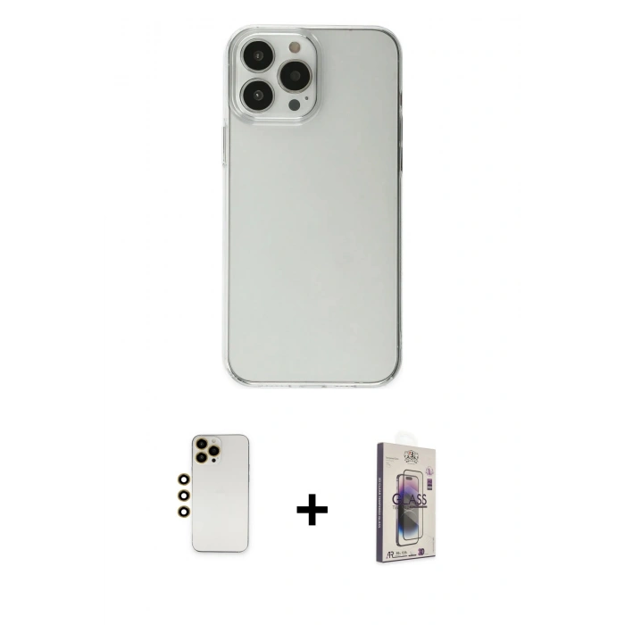 MARSİLYAN™- iPhone 13 Pro Max Kılıf Kutup Doku Koleksiyonu - Siyah Bilvis 3D Cam Ekran Koruyucu + Shine Kamera Lens - GD
