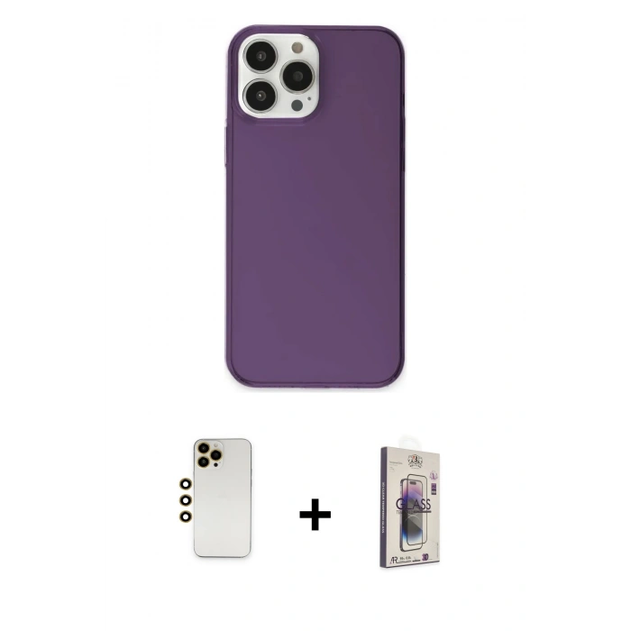 MARSİLYAN™- iPhone 13 Pro Max Kılıf Kutup Doku Koleksiyonu - Siyah Bilvis 3D Cam Ekran Koruyucu + Shine Kamera Lens - GD