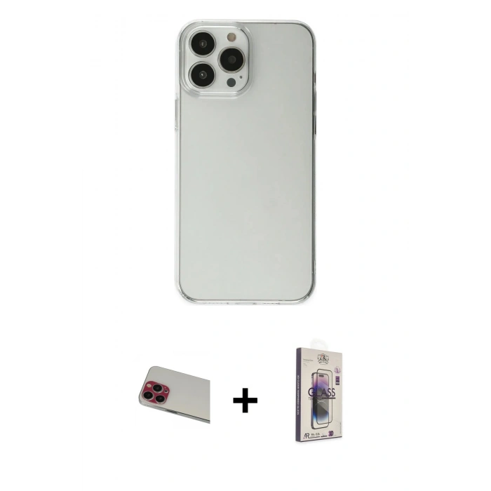 MARSİLYAN™- iPhone 13 Pro Max Kılıf Kutup Doku Koleksiyonu - Siyah Bilvis 3D Cam Ekran Koruyucu + Rainbow Kamera Lens Koruma Cam - KI