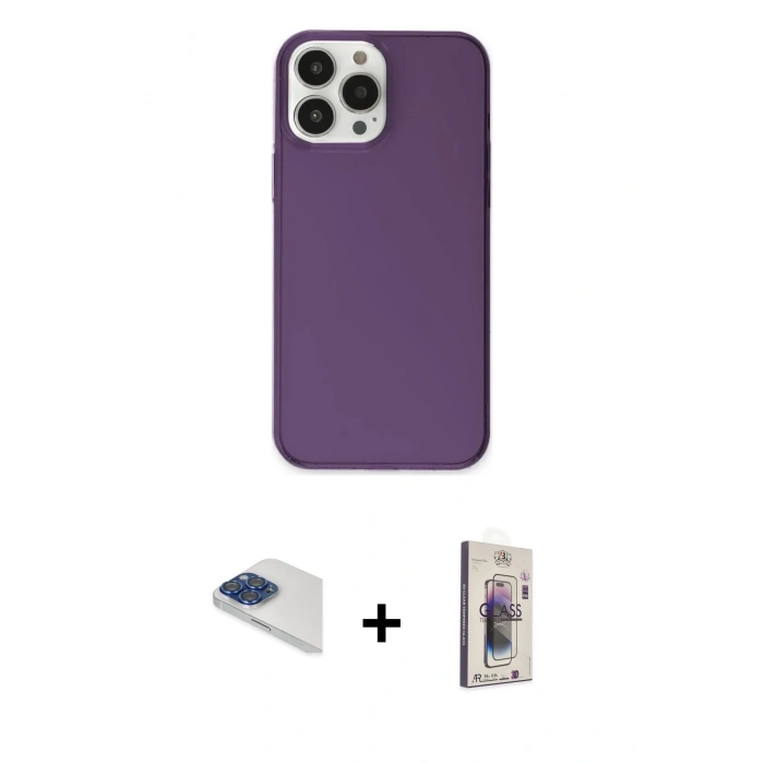 MARSİLYAN™- iPhone 13 Pro Max Kılıf Kutup Doku Koleksiyonu - Siyah Bilvis 3D Cam Ekran Koruyucu + Pers Alüminyum Kamera Lens - LT