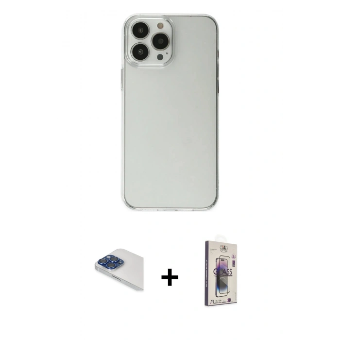 MARSİLYAN™- iPhone 13 Pro Max Kılıf Kutup Doku Koleksiyonu - Siyah Bilvis 3D Cam Ekran Koruyucu + Pers Alüminyum Kamera Lens - LT