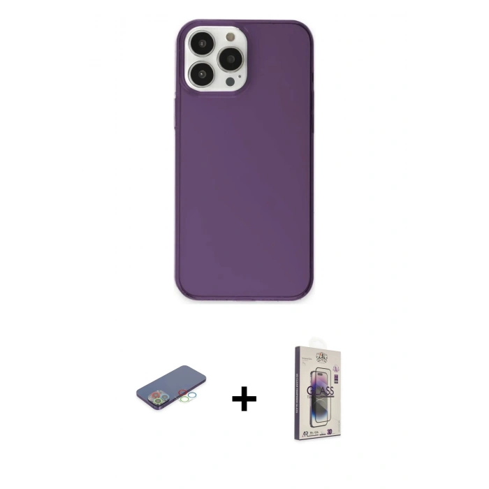 MARSİLYAN™- iPhone 13 Pro Max Kılıf Kutup Doku Koleksiyonu - Siyah Bilvis 3D Cam Ekran Koruyucu + Renkli Kamera Lens Koruma Cam - MI