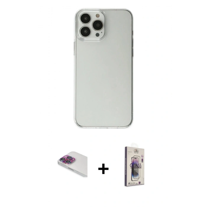 MARSİLYAN™- iPhone 13 Pro Max Kılıf Kutup Doku Koleksiyonu - Siyah Bilvis 3D Cam Ekran Koruyucu + Pers Alüminyum Kamera Lens - GI