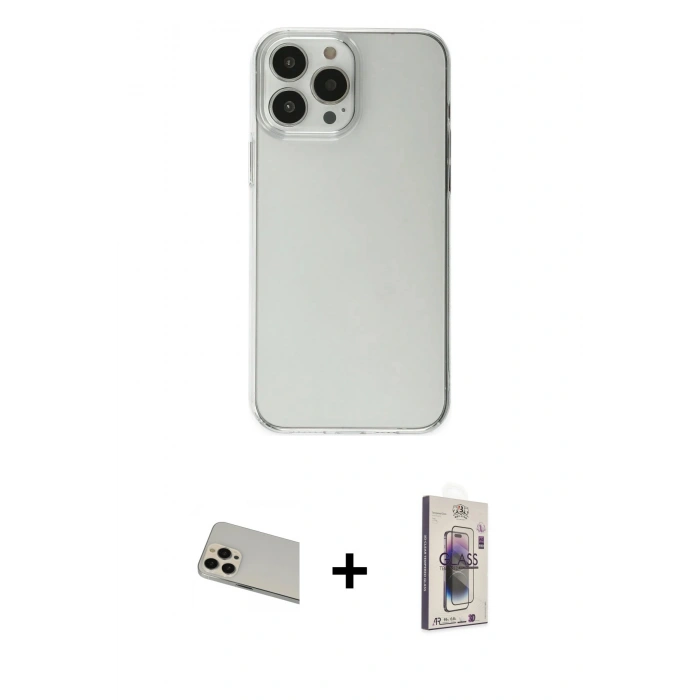 MARSİLYAN™- iPhone 13 Pro Max Kılıf Kutup Doku Koleksiyonu - Siyah Bilvis 3D Cam Ekran Koruyucu + Rainbow Kamera Lens Koruma Cam - REGD