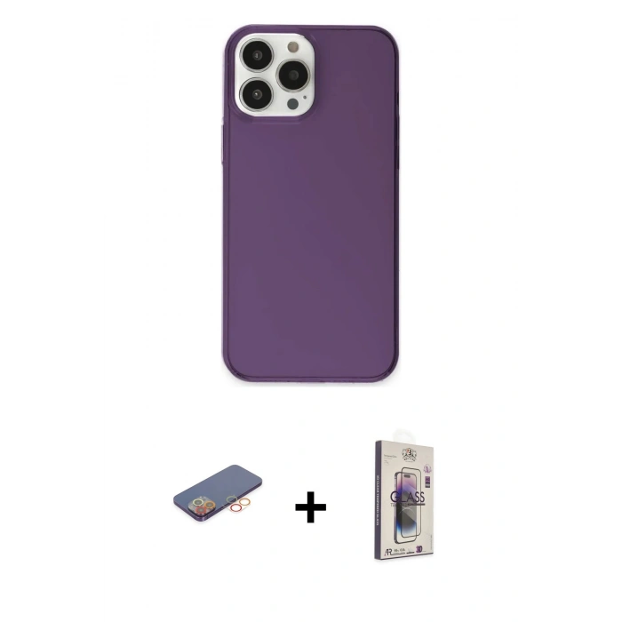 MARSİLYAN™- iPhone 13 Pro Max Kılıf Kutup Doku Koleksiyonu - Siyah Bilvis 3D Cam Ekran Koruyucu + Renkli Kamera Lens Koruma Cam - TU