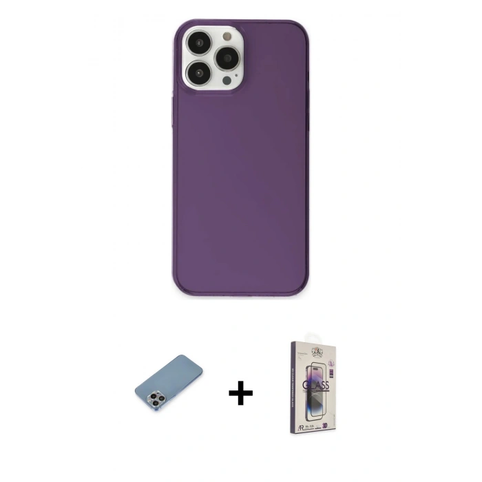 MARSİLYAN™- iPhone 13 Pro Max Kılıf Kutup Doku Koleksiyonu - Siyah Bilvis 3D Cam Ekran Koruyucu + Shine Kamera Lens Koruma Cam - GI