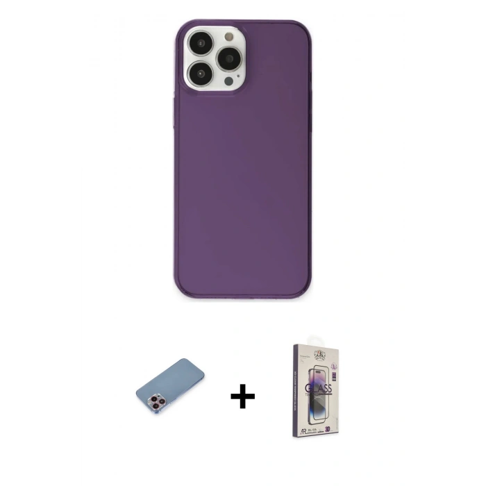 MARSİLYAN™- iPhone 13 Pro Max Kılıf Kutup Doku Koleksiyonu - Siyah Bilvis 3D Cam Ekran Koruyucu + Shine Kamera Lens Koruma Cam - PE