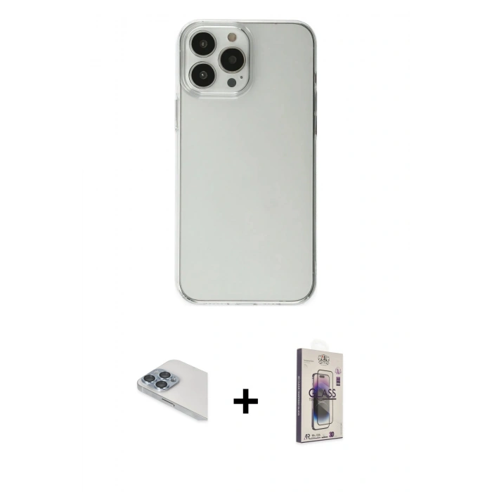 MARSİLYAN™- iPhone 13 Pro Max Kılıf Kutup Doku Koleksiyonu - Siyah Bilvis 3D Cam Ekran Koruyucu + Pers Alüminyum Kamera Lens - SABE