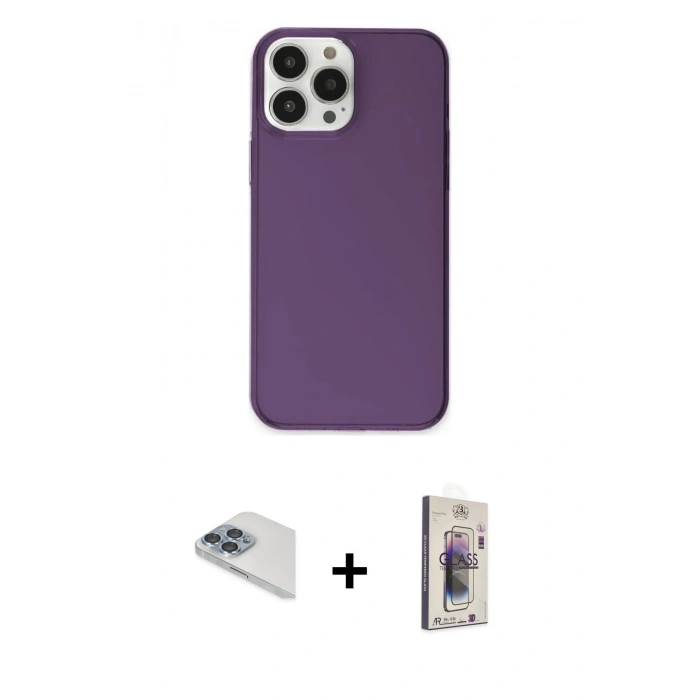 MARSİLYAN™- iPhone 13 Pro Max Kılıf Kutup Doku Koleksiyonu - Siyah Bilvis 3D Cam Ekran Koruyucu + Pers Alüminyum Kamera Lens - SABE