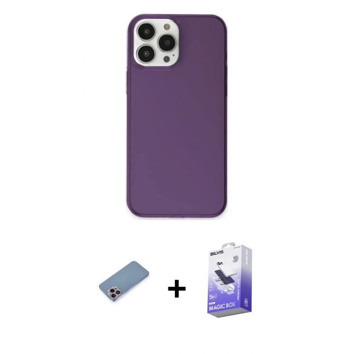 MARSİLYAN™- iPhone 13 Pro Max Kılıf Kutup Doku Koleksiyonu - Siyah Bilvis 5in1 5D Magic Hayalet Cam Ekran Koruyucu + Shine Kamera Lens Koruma Cam - PE
