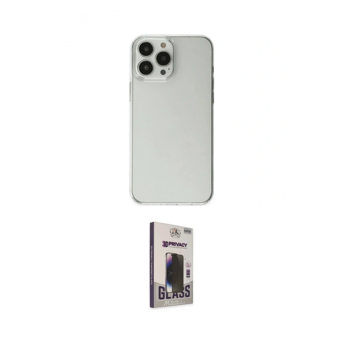 MARSİLYAN™- iPhone 13 Pro Max Kılıf Kutup Doku Koleksiyonu - Siyah Bilvis Hayalet Cam Ekran Koruyucu