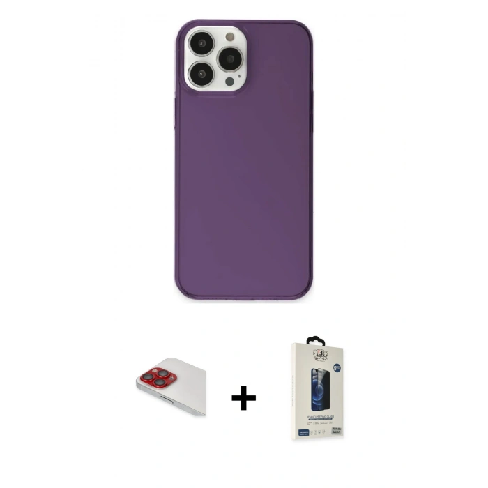 MARSİLYAN™- iPhone 13 Pro Max Kılıf Kutup Doku Koleksiyonu - Siyah Bilvis Hayalet Cam Ekran Koruyucu + Pers Alüminyum Kamera Lens - KI