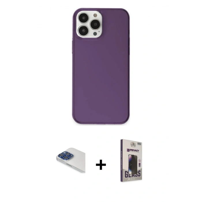 MARSİLYAN™- iPhone 13 Pro Max Kılıf Kutup Doku Koleksiyonu - Siyah Bilvis Hayalet Cam Ekran Koruyucu + Pers Alüminyum Kamera Lens - LT