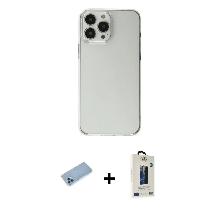 MARSİLYAN™- iPhone 13 Pro Max Kılıf Kutup Doku Koleksiyonu - Siyah Bilvis Hayalet Cam Ekran Koruyucu + Shine Kamera Lens Koruma Cam - MI