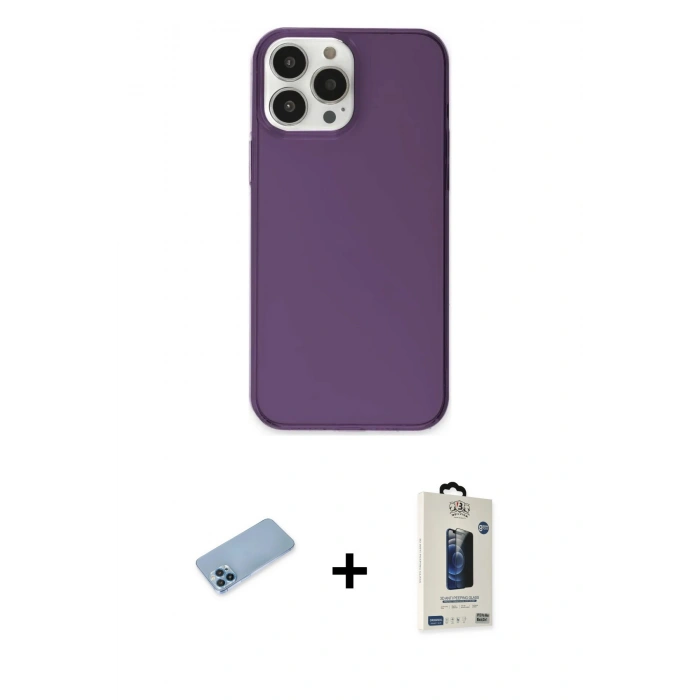 MARSİLYAN™- iPhone 13 Pro Max Kılıf Kutup Doku Koleksiyonu - Siyah Bilvis Hayalet Cam Ekran Koruyucu + Shine Kamera Lens Koruma Cam - MI