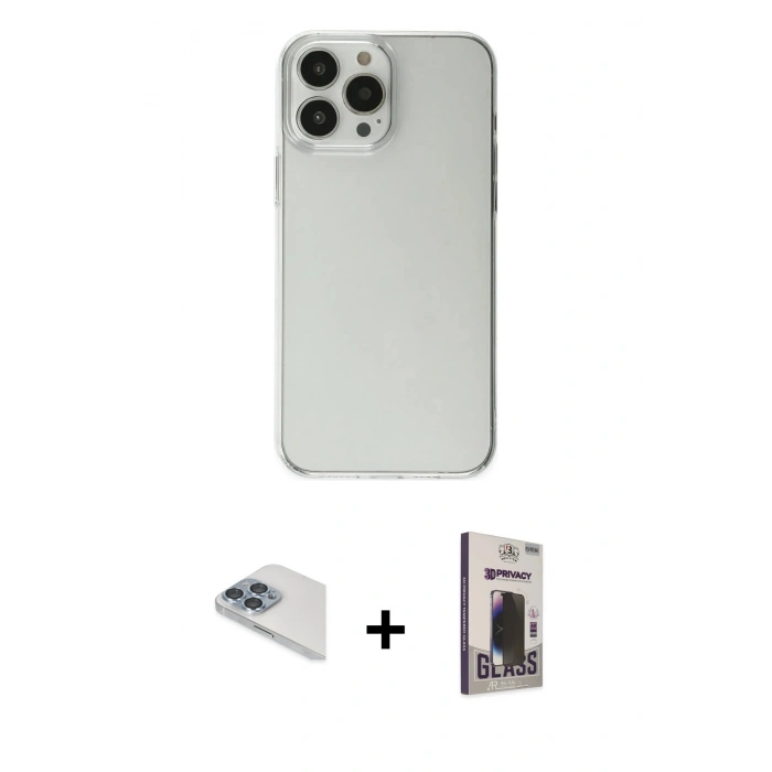 MARSİLYAN™- iPhone 13 Pro Max Kılıf Kutup Doku Koleksiyonu - Siyah Bilvis Hayalet Cam Ekran Koruyucu + Pers Alüminyum Kamera Lens - SABE