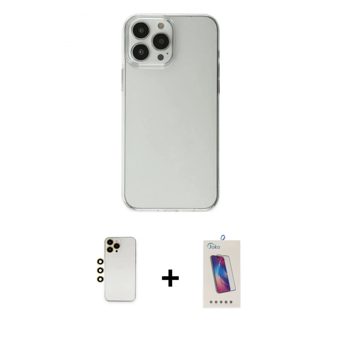 MARSİLYAN™- iPhone 13 Pro Max Kılıf Kutup Doku Koleksiyonu - Siyah Joko 5D Cam + Shine Kamera Lens - GD