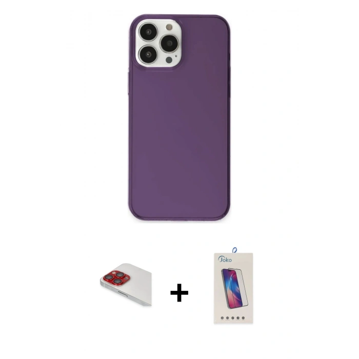 MARSİLYAN™- iPhone 13 Pro Max Kılıf Kutup Doku Koleksiyonu - Siyah Joko 5D Cam + Kırmızı Pers Alüminyum Kamera Lens