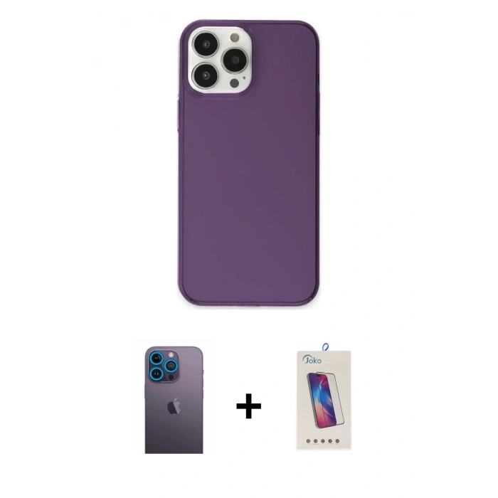 MARSİLYAN™- iPhone 13 Pro Max Kılıf Kutup Doku Koleksiyonu - Siyah Joko 5D Cam + Neon Fosforlu Kamera Lens - MI
