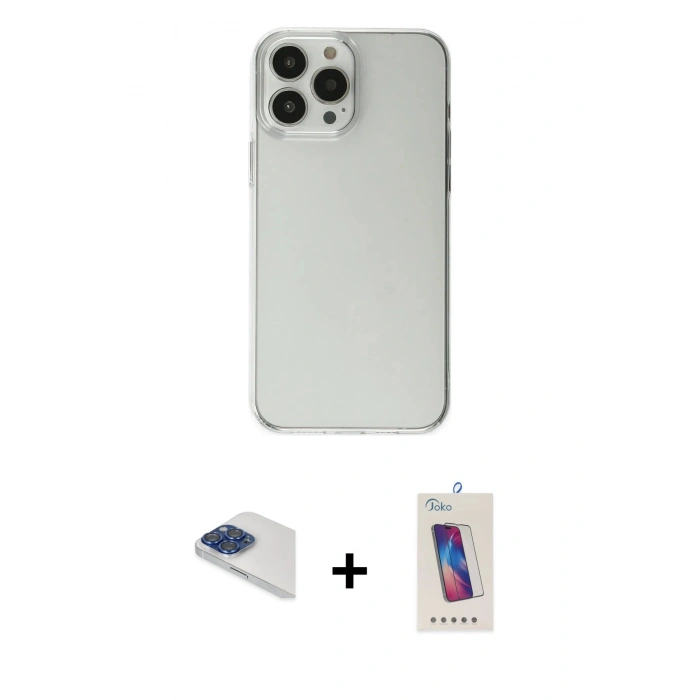 MARSİLYAN™- iPhone 13 Pro Max Kılıf Kutup Doku Koleksiyonu - Siyah Joko 5D Cam + Pers Alüminyum Kamera Lens - LT