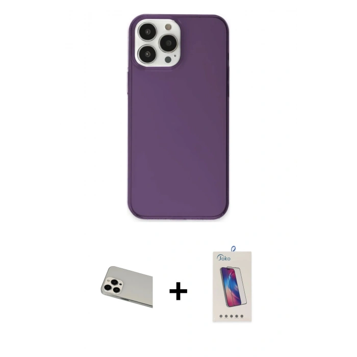 MARSİLYAN™- iPhone 13 Pro Max Kılıf Kutup Doku Koleksiyonu - Siyah Joko 5D Cam + Rainbow Kamera Lens Koruma Cam - BZ