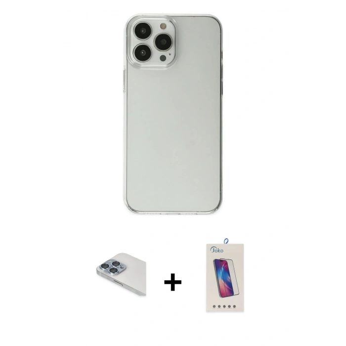 MARSİLYAN™- iPhone 13 Pro Max Kılıf Kutup Doku Koleksiyonu - Siyah Joko 5D Cam + Pers Alüminyum Kamera Lens - SABE