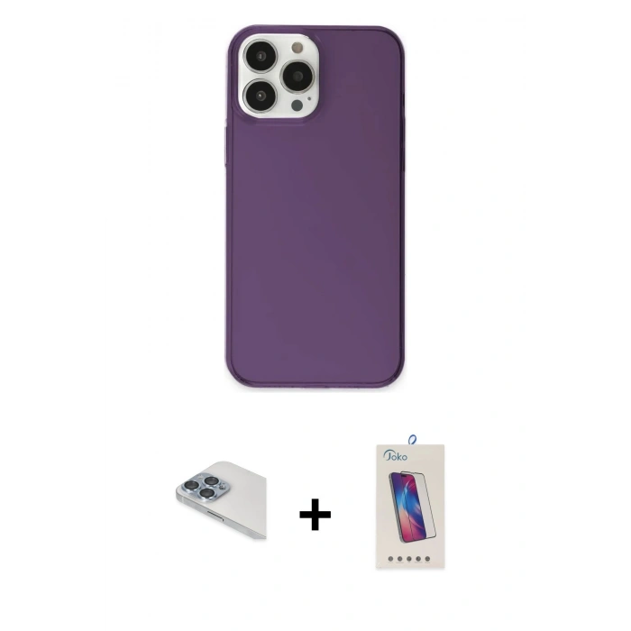 MARSİLYAN™- iPhone 13 Pro Max Kılıf Kutup Doku Koleksiyonu - Siyah Joko 5D Cam + Pers Alüminyum Kamera Lens - SABE