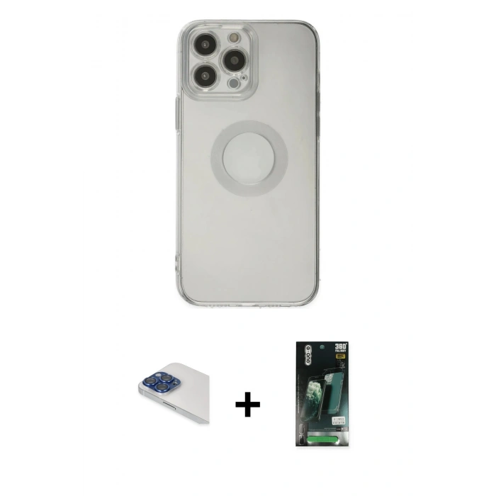 MARSİLYAN™- iPhone 13 Pro Max Kılıf Kutup Klasik - Şeffaf 360 Full Body Arka Koruyucu + Pers Alüminyum Kamera Lens - LT