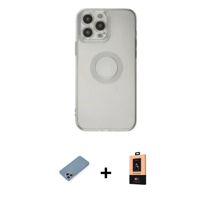 MARSİLYAN™- iPhone 13 Pro Max Kılıf Kutup Klasik - Şeffaf Maxco Cam Ekran Koruyucu + Shine Kamera Lens Koruma Cam - GI