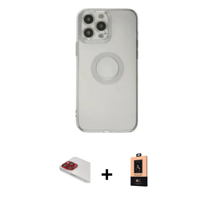 MARSİLYAN™- iPhone 13 Pro Max Kılıf Kutup Klasik - Şeffaf Maxco Cam Ekran Koruyucu + Pers Alüminyum Kamera Lens - KI