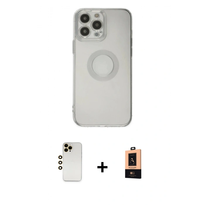 MARSİLYAN™- iPhone 13 Pro Max Kılıf Kutup Klasik - Şeffaf Maxco Cam Ekran Koruyucu + Shine Kamera Lens - GD