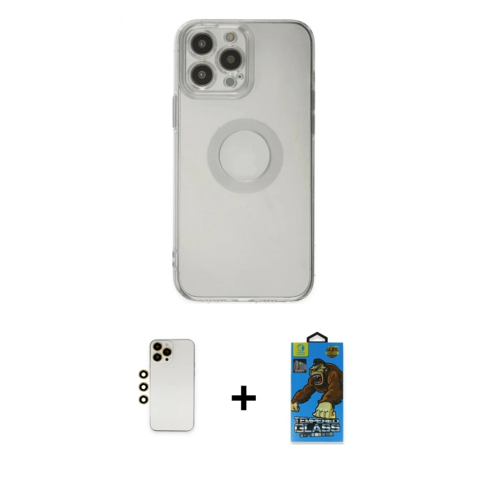 MARSİLYAN™- iPhone 13 Pro Max Kılıf Kutup Klasik - Siyah 18D Cam Ekran Koruyucu + Shine Kamera Lens - GD